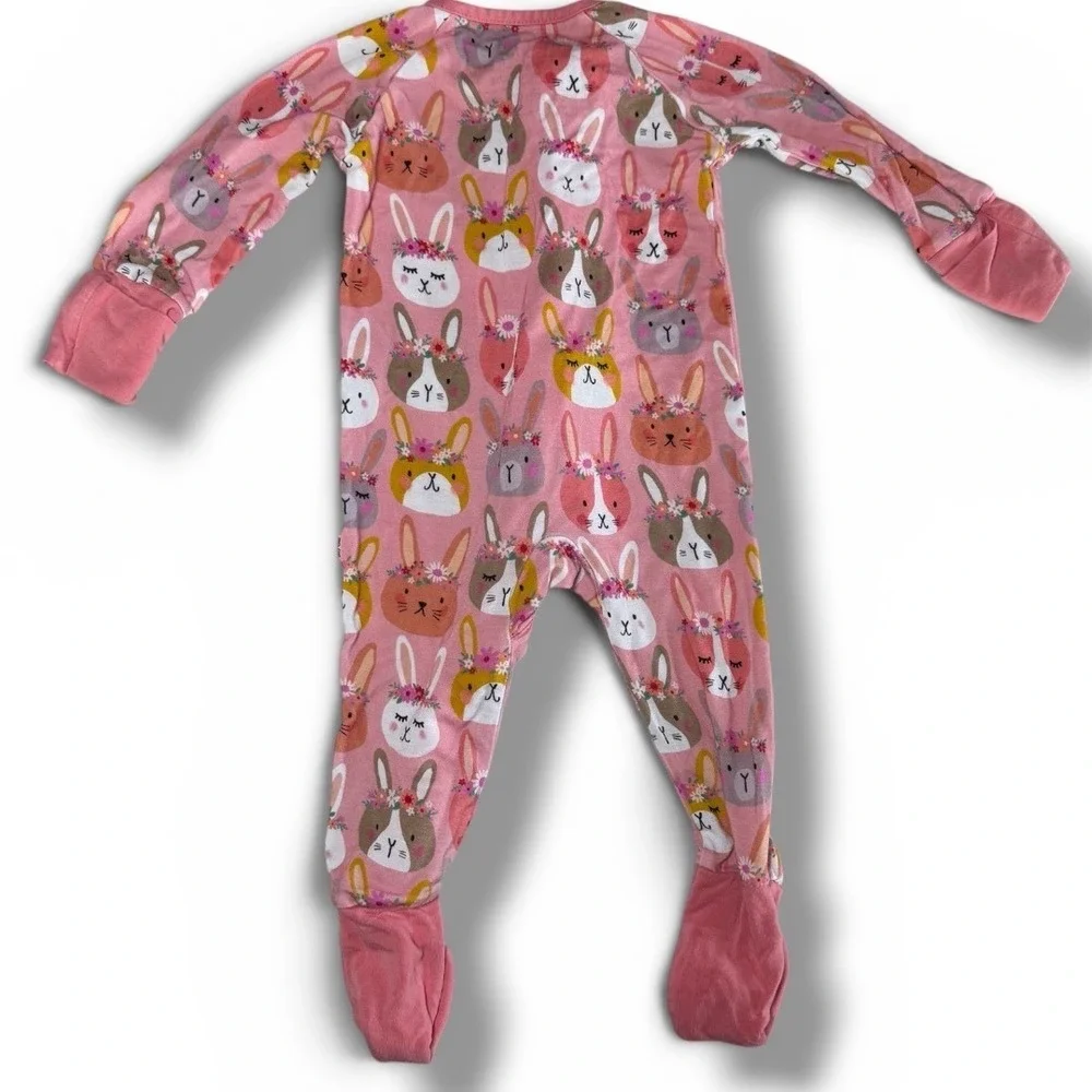 Little Sleepies Zippy Pajamas Baby 0-3M Pink‎ Boho Bunnies Bamboo Sleepwear
